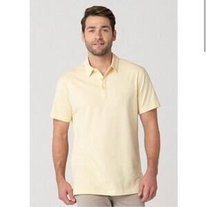Swet Tailor Size XL SWET Polo Shirt In Light Yellow‎ Side Slits 3 Button NEW